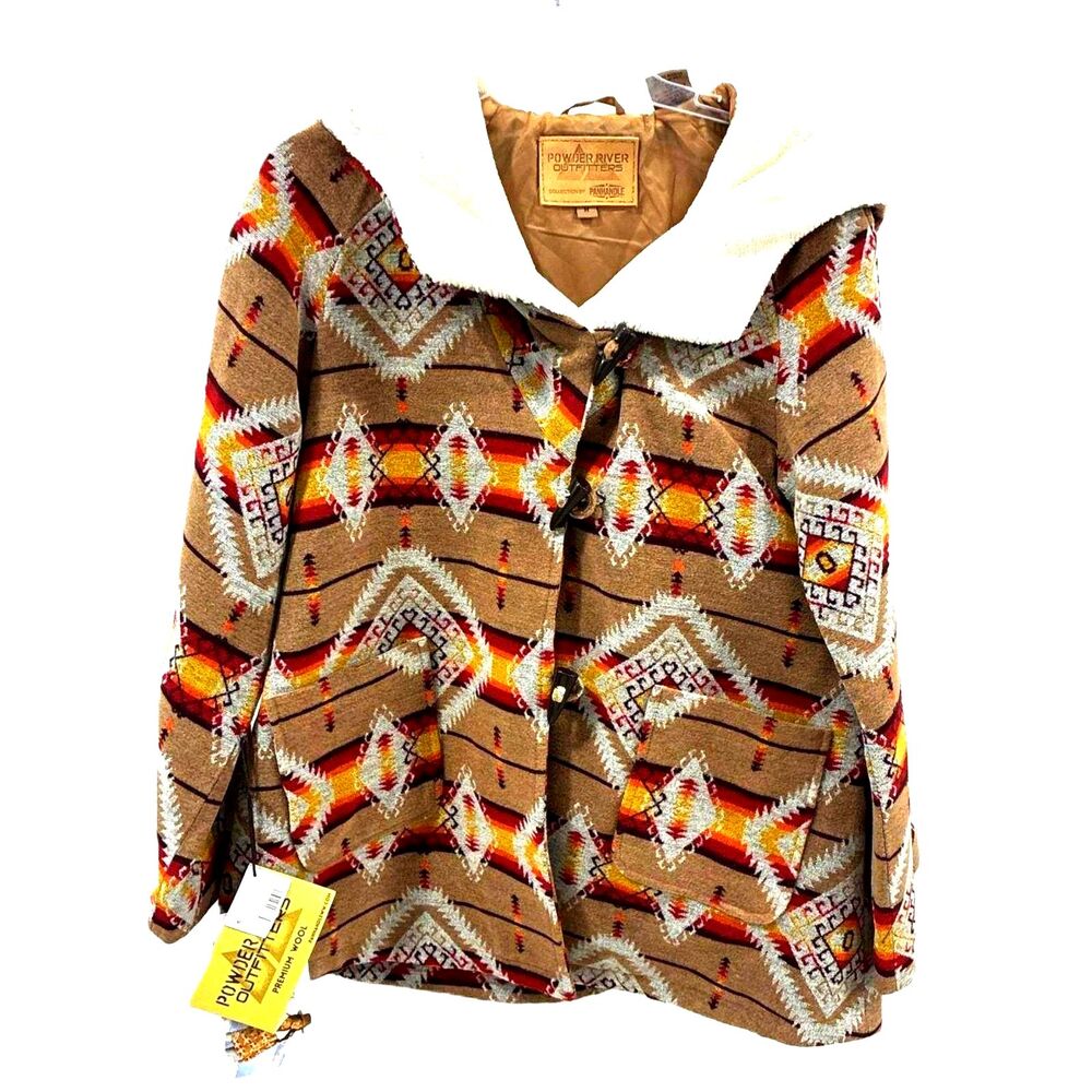 Southwestern style Women Wool cape Coat Jacket Jacquard medium size w tags